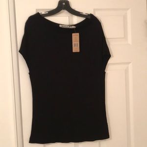 Michael Stars Black Off Shoulder Boatneck Top NWT